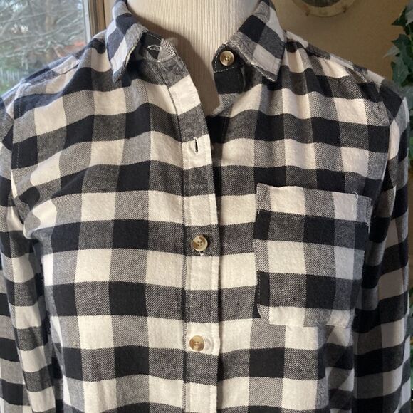 Abercrombie & Fitch Black&White Flannel Button Down Top Size XXS - Picture 5 of 11